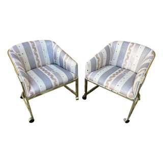 Set of Two Brass Club Chairs by Milo Baughman for Dia. Circa 1970s For Sale