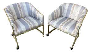 Set of Two Brass Club Chairs by Milo Baughman for Dia. Circa 1970s