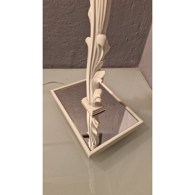 Wood Vintage Floor Lamp in White Lacquered Wood with Floral Decorations from Fontana Arte, 1940s For Sale - Image 7 of 15