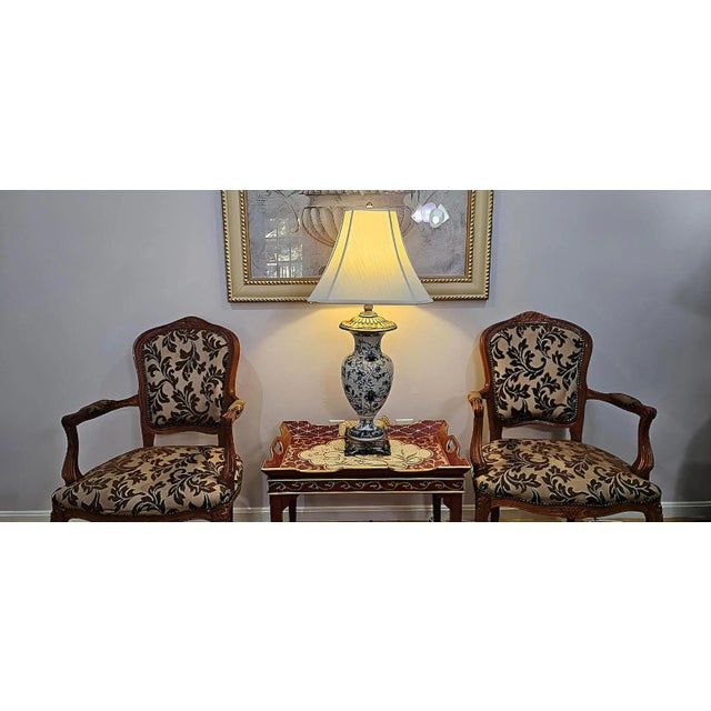 Late 20th Century Berman Blue & White Chinoiserie Porcelain Table Lamp - Hollywood Regency For Sale - Image 17 of 18