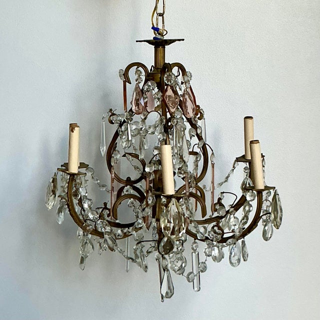 French Vintage Regency Amethyst Cut Crystal Chandelier For Sale - Image 3 of 7