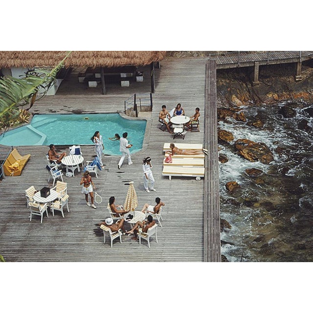 Mid-Century Modern Slim Aarons, Decking by the Sea, Estate Stamped Photographic Print For Sale - Image 3 of 3