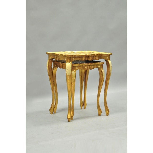 Vintage Italian Florentine Gold Gilt Wood Nesting Side Tables Stacking