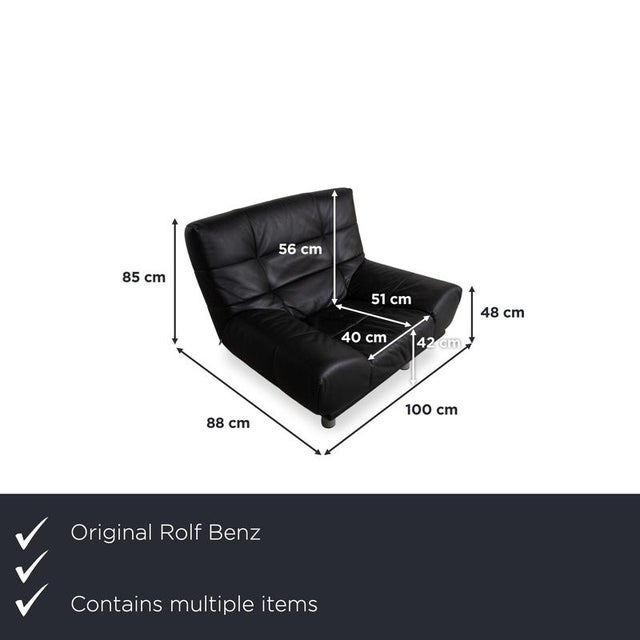 Modern Set of BMP 418 Lounge Chair and Ottoman in Black Leather from Rolf Benz, Set of 2 For Sale - Image 3 of 18