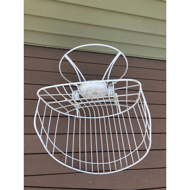Metal 1960s Mid-Century Modern Homecrest Bottemiller White Metal Wire Swivel Rocker Barrel Chair For Sale - Image 7 of 13