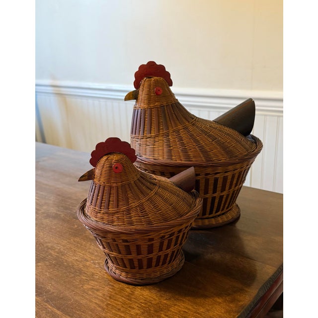 Mid 20th Century Boho Shanghai Weave Chicken Baskets For Sale - Image 6 of 12