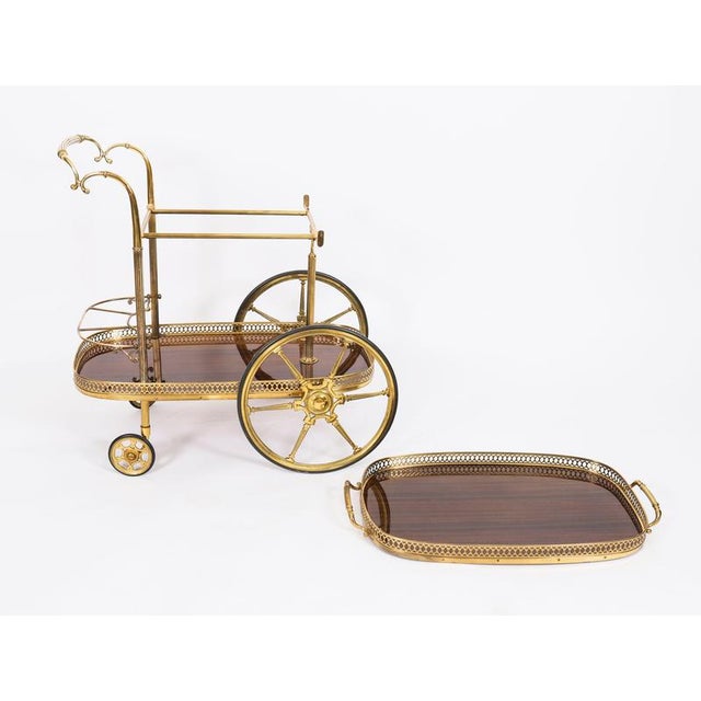 Mid-Century French Walnut and Brass Galleried Drinks Trolley, 1950s For Sale - Image 17 of 18