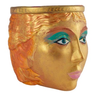 Vintage Terracotta Female Goddess Wall Planter by Rookes Pottery, England For Sale