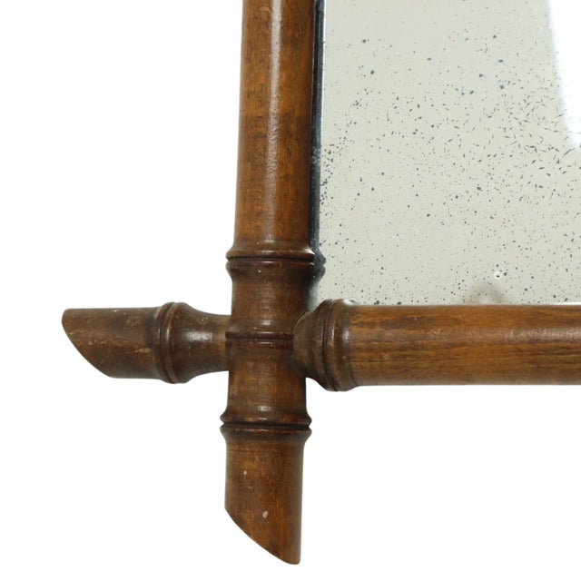 Antique Chinoiserie Faux Bamboo Mirror in Wood For Sale - Image 11 of 14