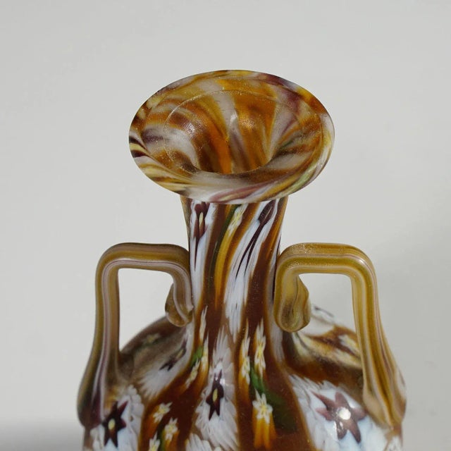 Fratelli Toso Fratelli Toso Millefiori Murrine Vase in Brown and White, Murano Early 20th Century For Sale - Image 4 of 6
