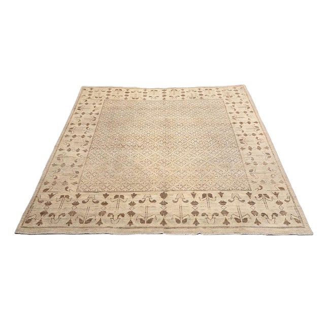 Traditional Ariana Traditional Collection 7'x7' Earth Tone Brown & Gold Geometric Hand-Knotted Rug For Sale - Image 3 of 9