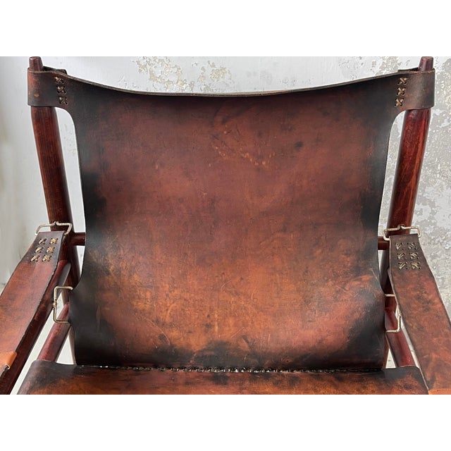 1960s Mid-Century Buffalo Leather Safari Chair by Arne Norell, Scandinavia, 1950s For Sale - Image 5 of 14
