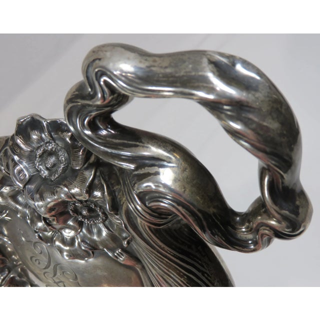 Silver Fancy Antique Art Nouveau Sterling Silver Vanity Hand Mirror For Sale - Image 8 of 13