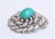 Platinum Asymmetric Dress Clip with Cabochon Turquoise and diamond - Representing Peacock Eye. Tested for platinum...