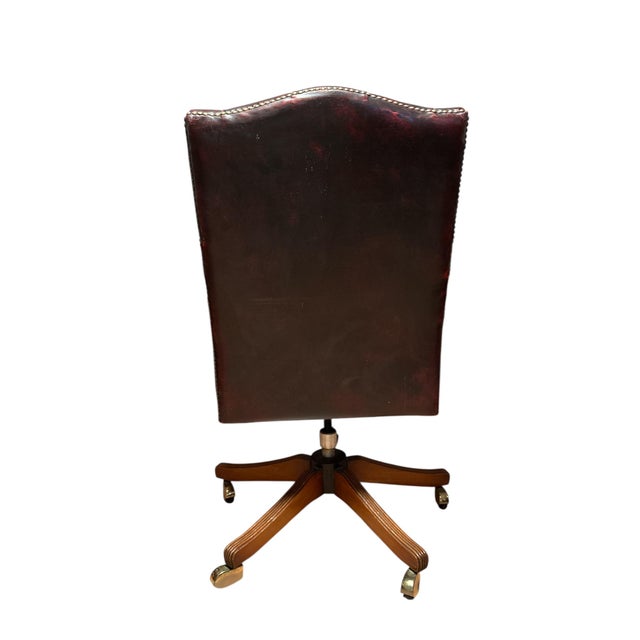 English Chesterfield-Style Swivel Chair For Sale - Image 4 of 5