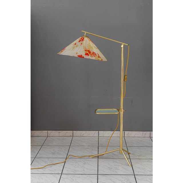 Gold Hight Adjustable Floor Lamp with Adjustable Shelf, Vienna, 1950s For Sale - Image 8 of 18