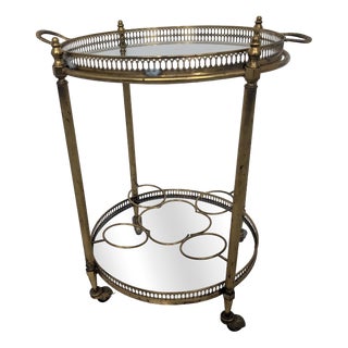 Vintage French Bar Cart in Brass, 1950s For Sale