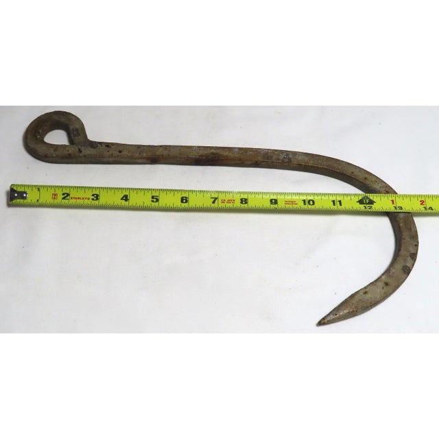 Large Size Early 19th Century Hand Wrought Iron Barn Hook For Sale - Image 10 of 13