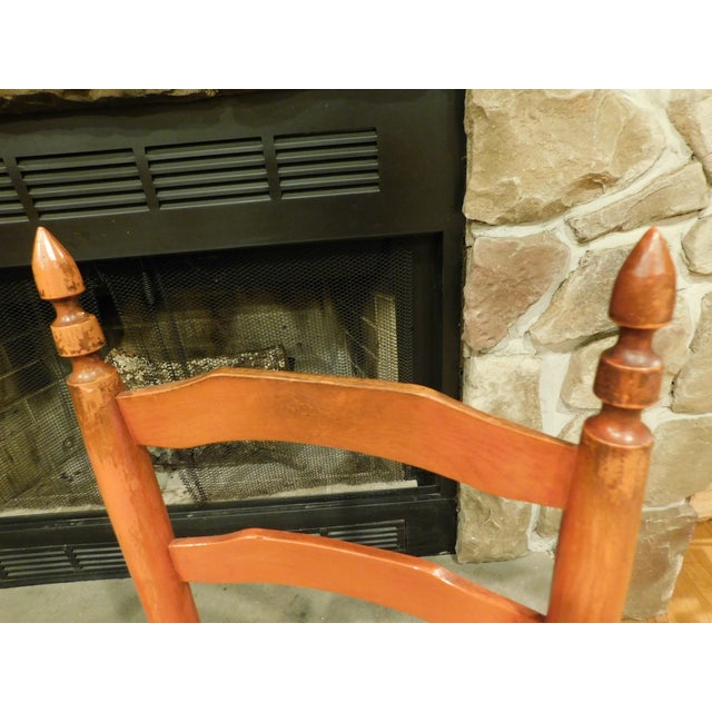 1920s Pair of Red Ladderback Chairs With Rush Seats For Sale - Image 10 of 18