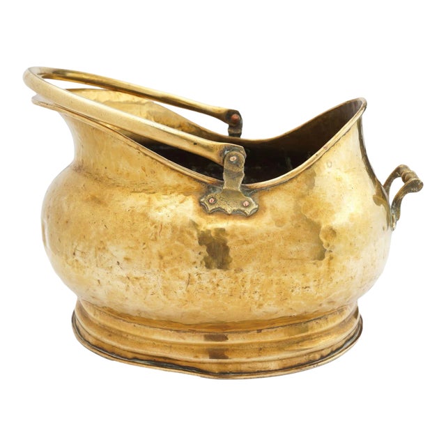 English Brass Helmet Form Coal Hod, 1800's For Sale