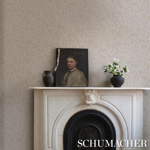 2020s Schumacher Etched Fern Wallcovering In Ochre For Sale - Image 5 of 6