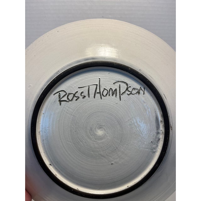 1990s Vintage Studio Art Pottery Black & White Plate by California Artist Ross Thompson For Sale - Image 5 of 6