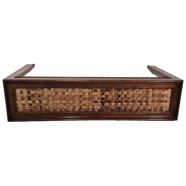 Mid-Century Modern 1970s Drexel Heritage Captiva Faux Bamboo Console Table With Glass Top 56" For Sale - Image 3 of 10