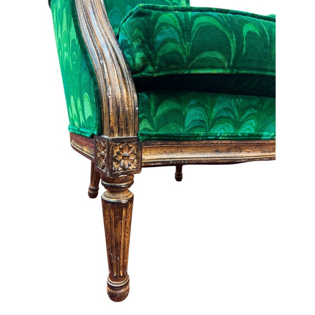 Pair of Lewis Mittman Inc. Louis XVI Style Arm Chairs in Jack Lenor Larsen Fabric For Sale - Image 9 of 12