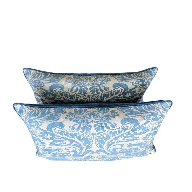 A refined pair of decorative pillows made with authentic Fortuny textile, hand-printed in Venice using the legendary...
