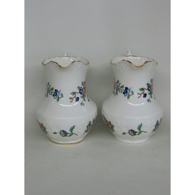 White Aynsley Pembroke England Exotic Bird Floral Water Jug Pitcher a Pair 4669b For Sale - Image 8 of 18