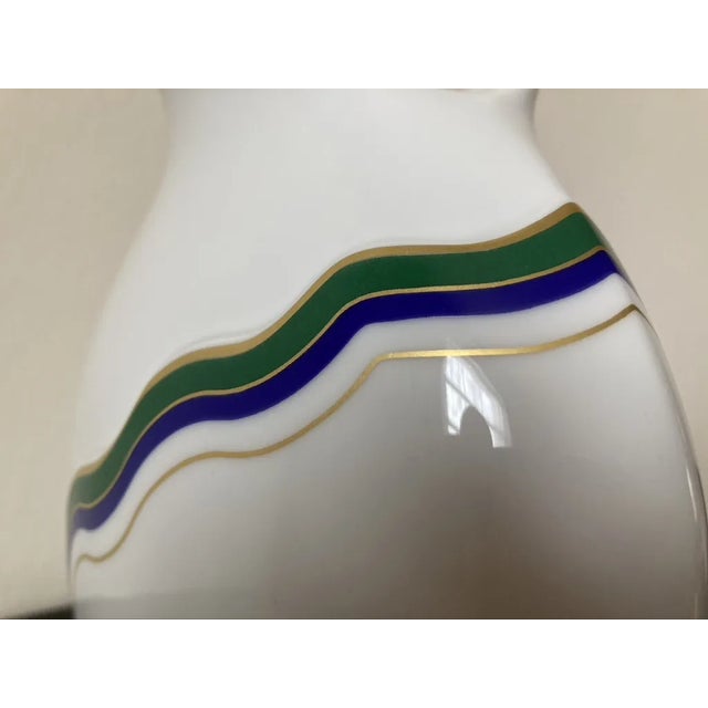 Ceramic Geometric Undulation German White Porcelain Vase by Kaiser, Signed For Sale - Image 7 of 12