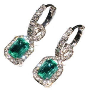 Gia Natural 4.12cts vs F Diamond Emerald 18k Solid Gold Dangle Hoop 2-in-1 Earrings