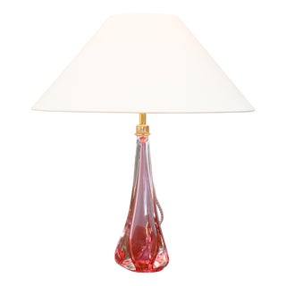 Vintage Crystal Table Lamp from Val Saint Lambert, 1950s For Sale