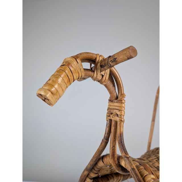 Childrens Rocking Horse in Bamboo and Rattan, 1960s For Sale - Image 9 of 11