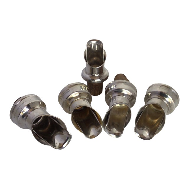 Swedish Silver Plated Wine Pour Spouts - Group of 5 For Sale