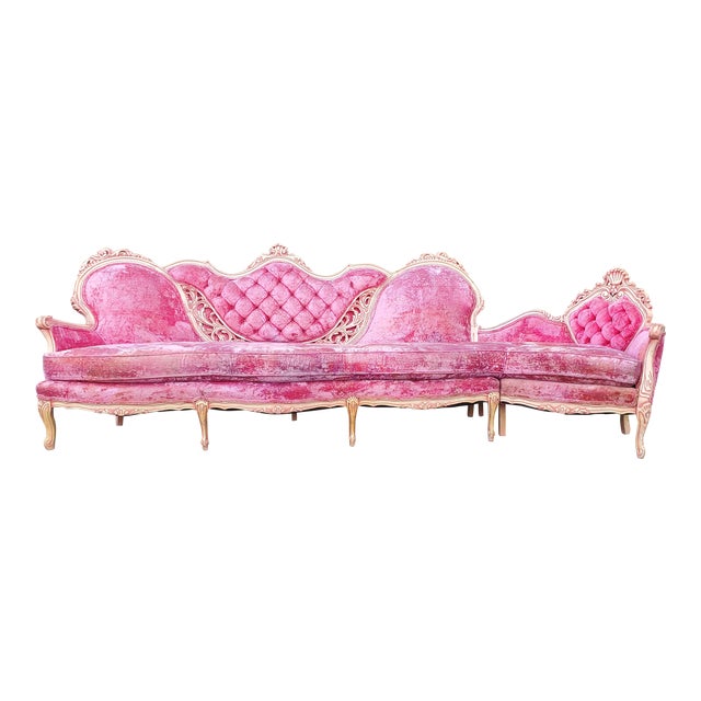 Hollywood Regency Hot Pink Velvet Sofa Chairish