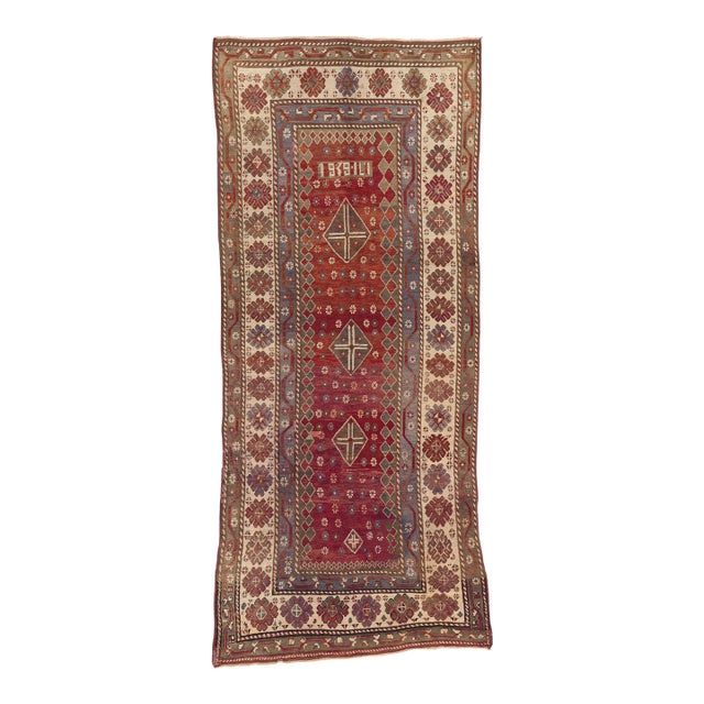 Early 20th Century Antique Caucasian Tribal Kurdish Rug 04'07 X 11'00 For Sale