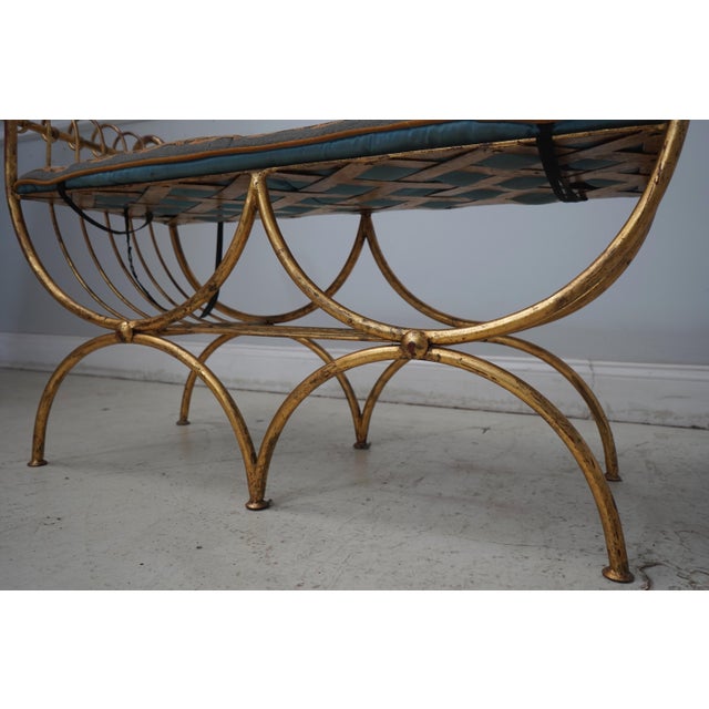 Italian Gold Finish Iron Bench W. Petticoat Seat For Sale - Image 10 of 12