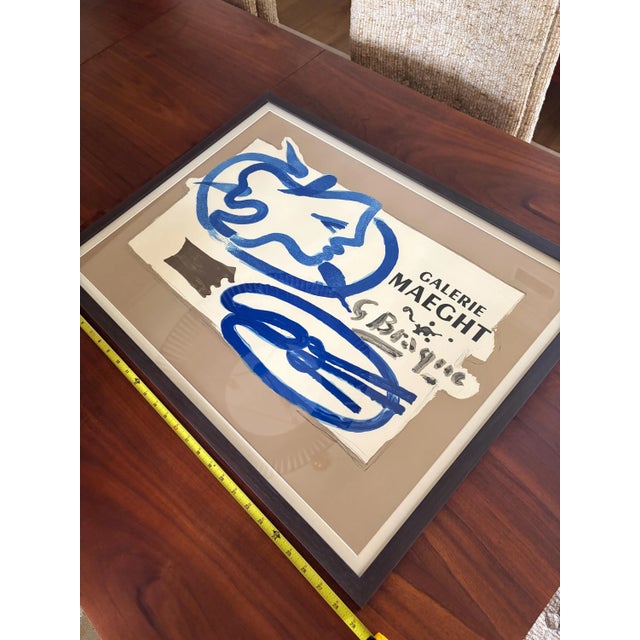 French Original Vintage Georges Braque Galerie Maeght Exhibition Poster Framed French Modernism For Sale - Image 3 of 11