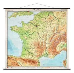 Large Antique French School Map of France by Westermann, 1960s