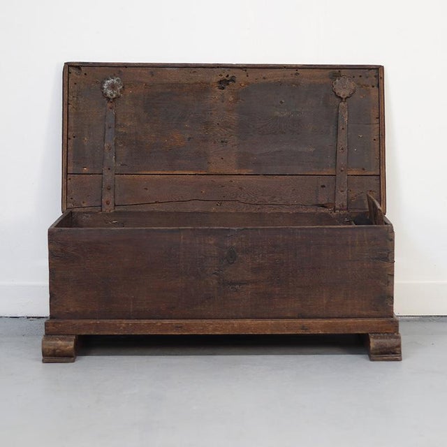 Weathered Antique Rustic Oak 18th Century Chest For Sale - Image 11 of 14