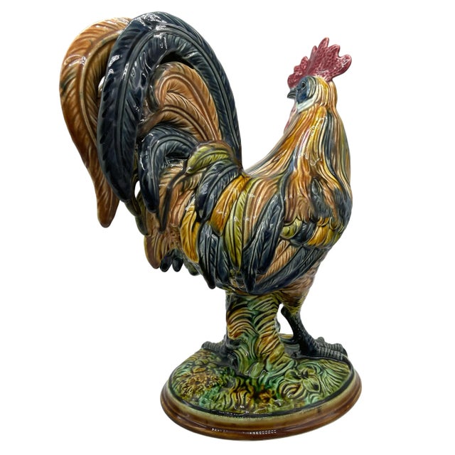 Ceramic German Majolica Figural Rooster by Riedel Von Riedelstein, Dallwitz, Ca. 1885 For Sale - Image 7 of 13