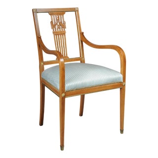 Antique Empire Armchair in Mahogany with Brass, 1900 For Sale