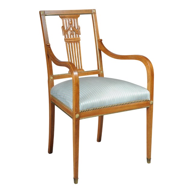 Antique Empire Armchair in Mahogany with Brass, 1900 For Sale