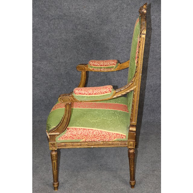 1950's Louis XVI Style Gilt Carved Armchair For Sale In Philadelphia - Image 6 of 10