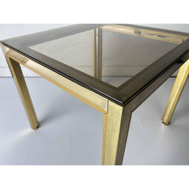 1970s Vintage Hollywood Regency Brass & Smoked Glass Side Table by Renato Zevi, 1970s For Sale - Image 5 of 7