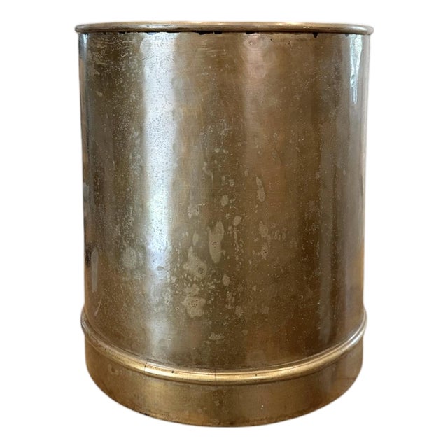 Vintage Labrazel Antique Brass Wadtebasket / Waste Basket / Trash Can, Made in Italy For Sale