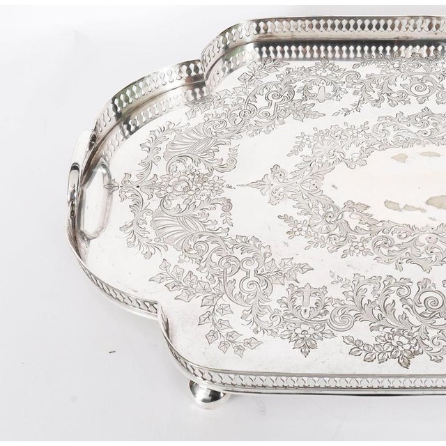 Antique Edwardian Silver-Plated Gallery Tray attributed to James Deakin, 1890s For Sale - Image 4 of 16