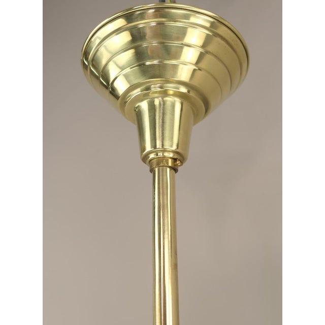 Art Deco Brass Chandelier with Opal Glass Shades, Vienna, Austria, 1925 For Sale - Image 6 of 8