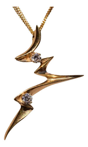 The 144th Street: Yellow Gold Lightning Pendant with Natural Diamonds